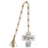 Homegifo He Is Risen Wooden Bead Garland W/cross