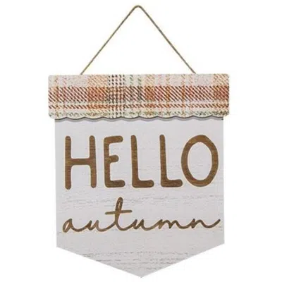 Homegifo *hello Autumn Plaid Wood Sign In White