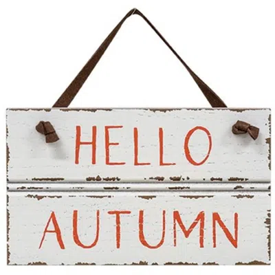 Homegifo *hello Autumn Sign W/ Suede Hanger In White