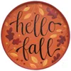 Homegifo Hello Fall Autumn Leaves Round Wooden Hanging Tray