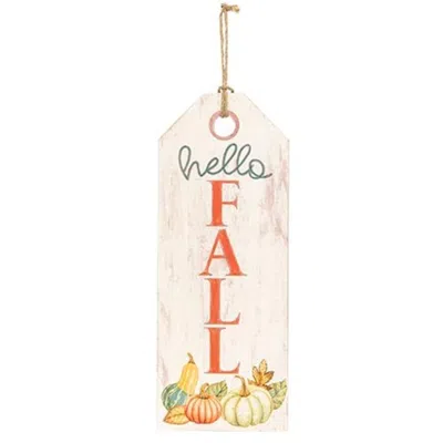Homegifo *hello Fall Distressed Wooden Tag Sign In Neutral