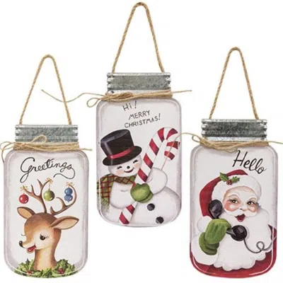 Homegifo Hello Santa Mason Jar Hanger 3 Asstd. In Multi