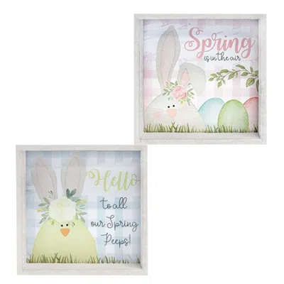Homegifo *hello Spring Box Sign 2 Asstd. In Neutral