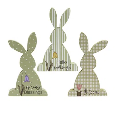 Homegifo Hello Spring Chunky Bunny 3 Asstd. In Green