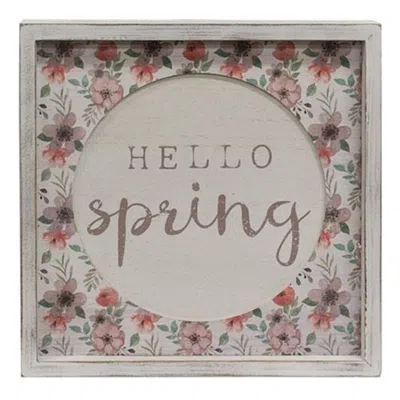 Homegifo *hello Spring Cutout Floral Inset Box Sign In White