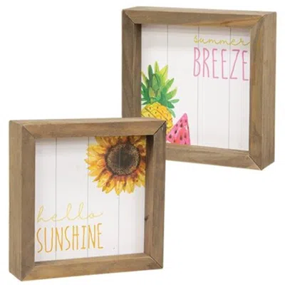 Homegifo *hello Sunshine Two-sided Framed Sign In Brown