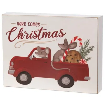 Homegifo Here Comes Christmas Mice In Truck Box Sign