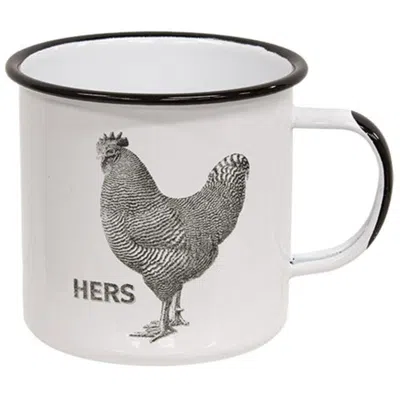 Homegifo Hers Chicken Enamel Mug In White