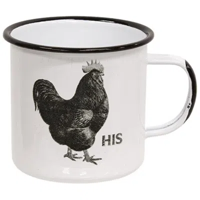 Homegifo His Chicken Enamel Mug In White