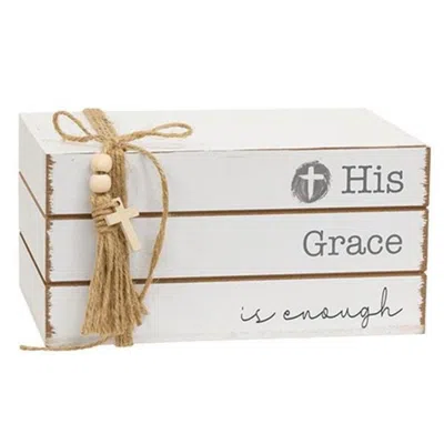 Homegifo *his Grace Is Enough Wooden Book Stack In Black