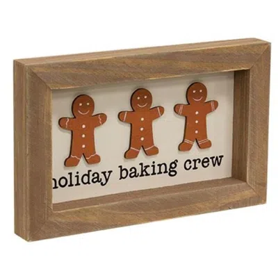 Homegifo Holiday Baking Crew Gingerbread Men Framed Sign In Brown