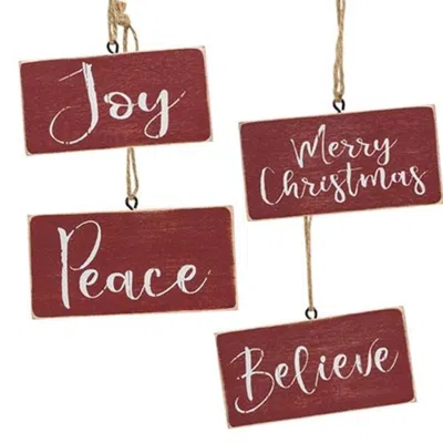 Homegifo Holiday Script Red Word Ornament 4 Asstd. In Burgundy