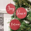 Homegifo Holiday Script Red Word Round Ornament 3 Asstd.