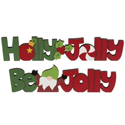 Homegifo Holly & Jolly Gnome Wooden Cutout Word Sitter 2 Asstd. In Multi