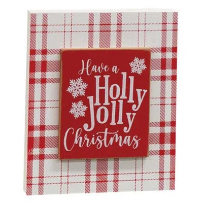 Homegifo Holly Jolly Christmas Layered Plaid Block In Red