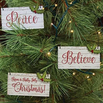 Homegifo *holly Jolly Christmas Ornament 3 Asstd. In White