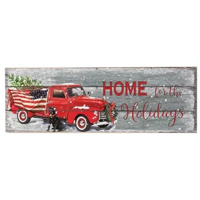 Homegifo Home For The Holidays Slat Look Sign In Red