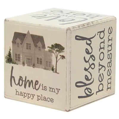 Homegifo Home Is My Happy Place Six-sided Block In White