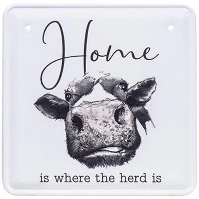 Homegifo Home Is Where The Herd Is Metal Sign In Black