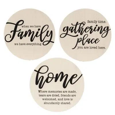 Homegifo Home Sayings Round Sign 11.75" 3 Asstd. In White