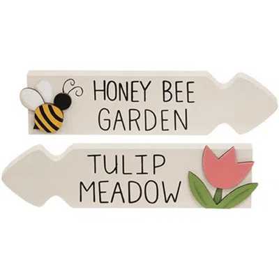 Homegifo Honey Bee Garden/tulip Meadow Arrow Sitter 2 Asstd. In Neutral