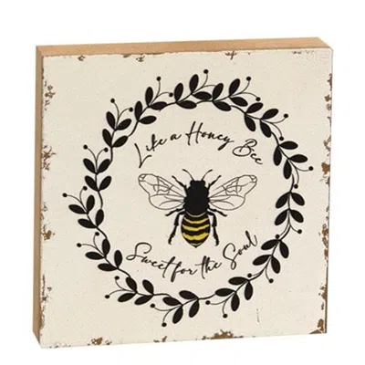 Homegifo *honey Bee Wood Block In Neutral