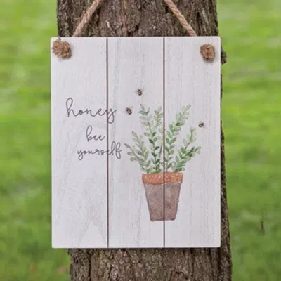 Homegifo *honey Bee Yourself Distressed Shiplap Sign In White