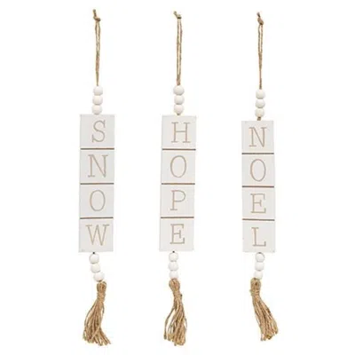 Homegifo *hope Noel Snow Wooden Tile Hanger 3 Asstd. In White