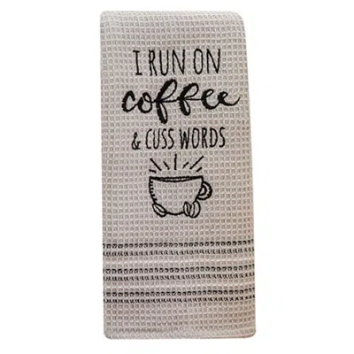 Homegifo I Run On Coffee & Cuss Words Dish Towel In Gray