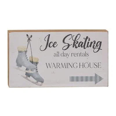 Homegifo *ice Skating Rentals Block Sign In Gray