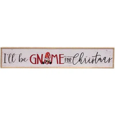 Homegifo *i'll Be Gnome For Christmas Beaded Wood Sign In White