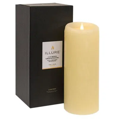 Homegifo *illure Ivory Wax Pillar 4" X 10" In Neutral