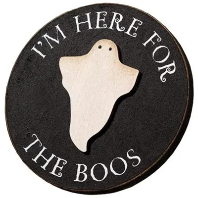 Homegifo I'm Here For The Boos Circle Easel Sign In Black