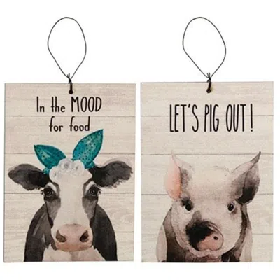 Homegifo In The Mood/let's Pig Out! Ornament 2 Asstd. In Neutral