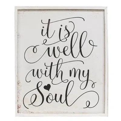 Homegifo It Is Well With My Soul Distressed Framed Sign In White