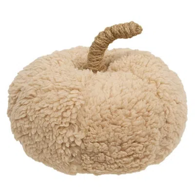 Homegifo Ivory Sherpa Pumpkin W/jute Stem Large In Neutral