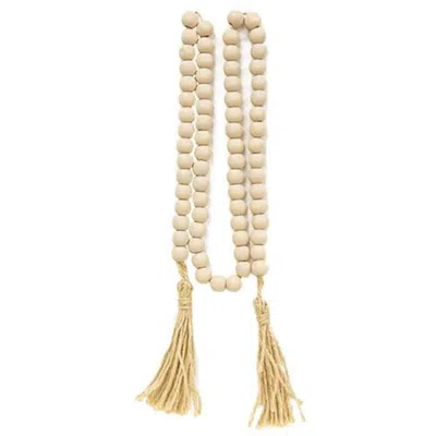 Homegifo Ivory Wood Bead Garland 60" In Neutral