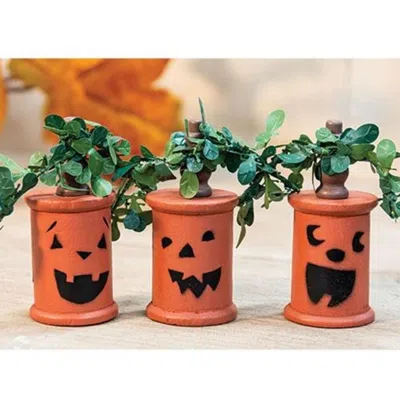 Homegifo Jack O Lantern Wooden Spool 3 Asstd. In Red