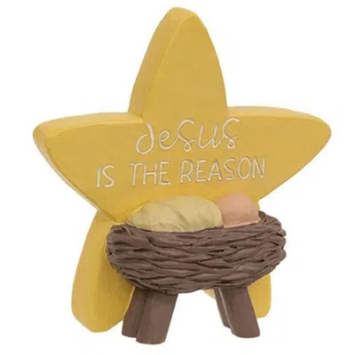 Homegifo Jesus Is The Reason Baby Jesus W/star Resin Plaque In Yellow