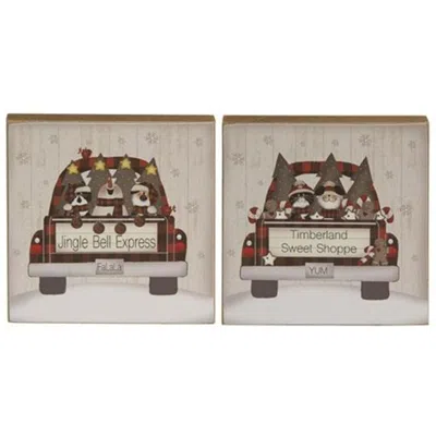 HOMEGIFO *JINGLE BELL EXPRESS 4" SQUARE BLOCK 2 ASSTD.
