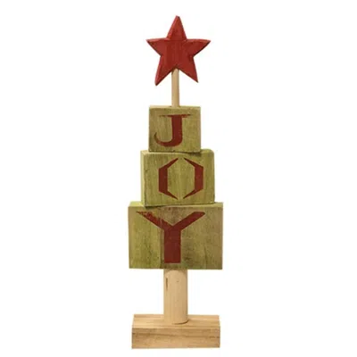 Homegifo *joy Block Wooden Christmas Tree In Green