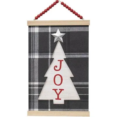 Homegifo *joy Christmas Tree Scroll Plaque In Black