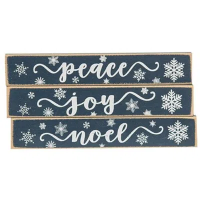 Homegifo Joy Peace Noel Snowflake Mini Stick 3 Asstd. In Blue