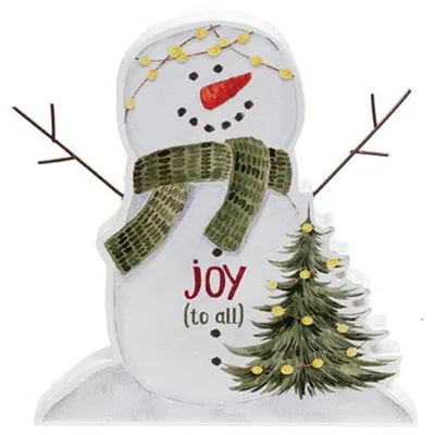 Homegifo Joy (to All) Wooden Snowman Sitter In White