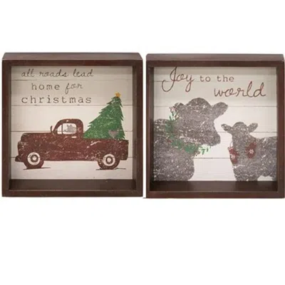 Homegifo *believe In The Season Box Sign 2 Asstd. In Brown