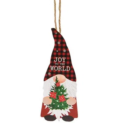 Homegifo *joy To The World Gnome With Tree Wooden Ornament In Multi