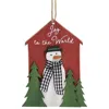 Homegifo Joy To The World Snowman & Trees Wooden Ornament