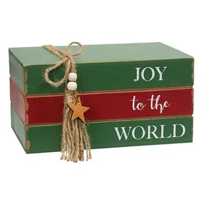 Homegifo *joy To The World Wooden Stacked Books In Black