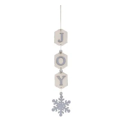 Homegifo Joy Wooden Tag & Snowflake Garland In Gray