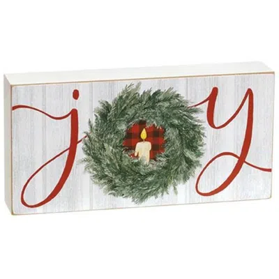 Homegifo Joy Wreath Rectangle Box Sign In Multi
